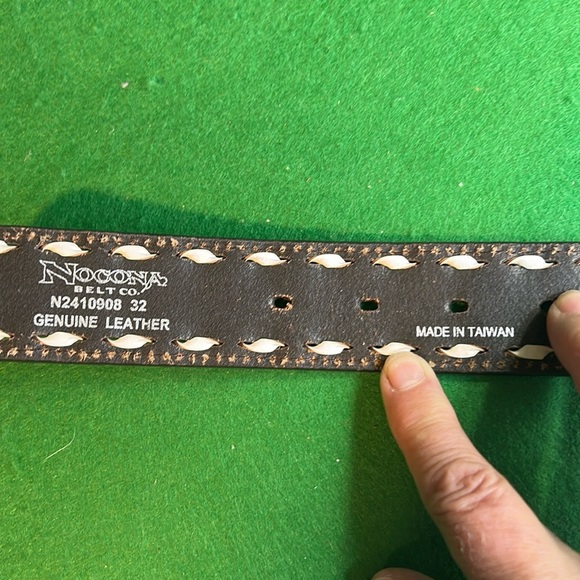 NOCONA BELT CO. LACING EMBOSSED FLORAL CONTRAST WESTERN MENS BELT SZ 32 - Picture 5 of 14